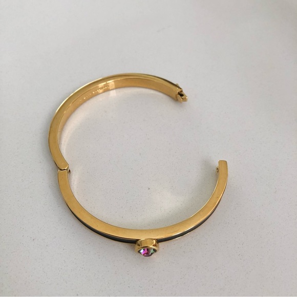 ⭐️Kate Spade⭐️Forever Gems Gold Black Hinged Bracelet Women's Bangle Jewelry - Picture 6 of 13
